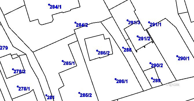 Parcela st. 286/2 v KÚ Šilheřovice, Katastrální mapa