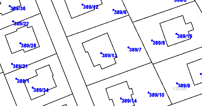 Parcela st. 389/13 v KÚ Šilheřovice, Katastrální mapa