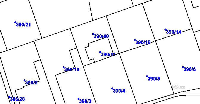 Parcela st. 390/11 v KÚ Šilheřovice, Katastrální mapa