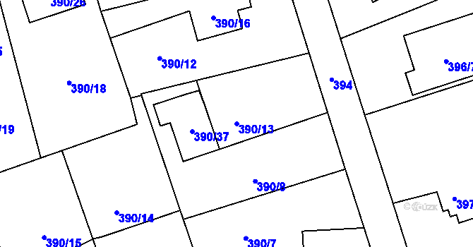 Parcela st. 390/13 v KÚ Šilheřovice, Katastrální mapa