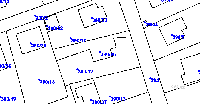 Parcela st. 390/16 v KÚ Šilheřovice, Katastrální mapa