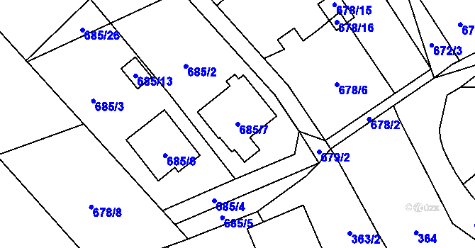 Parcela st. 685/7 v KÚ Šilheřovice, Katastrální mapa