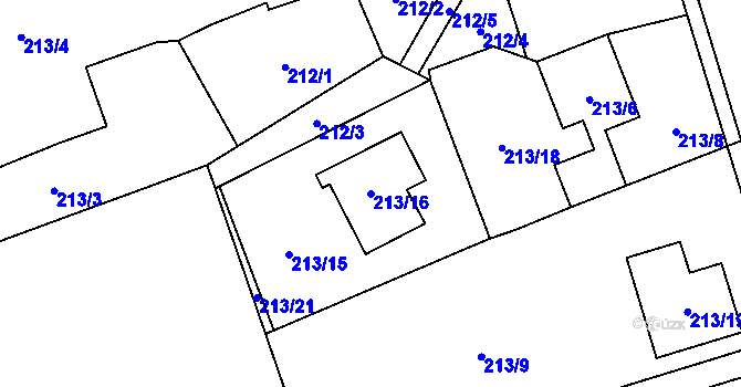 Parcela st. 213/16 v KÚ Šilheřovice, Katastrální mapa