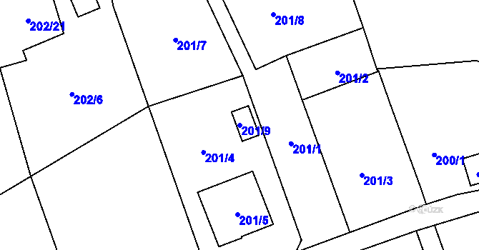 Parcela st. 201/9 v KÚ Šilheřovice, Katastrální mapa