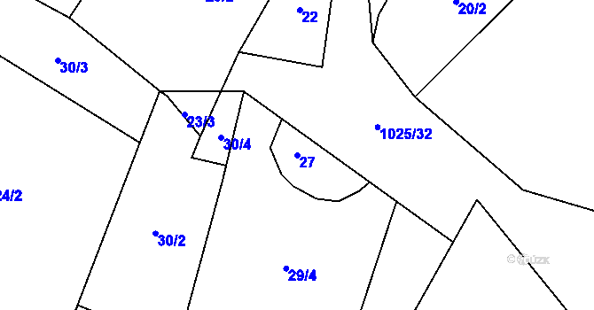 Parcela st. 27 v KÚ Šimanov na Moravě, Katastrální mapa