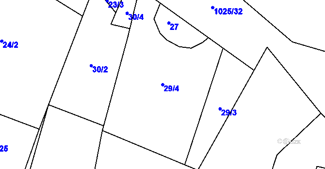 Parcela st. 29/4 v KÚ Šimanov na Moravě, Katastrální mapa