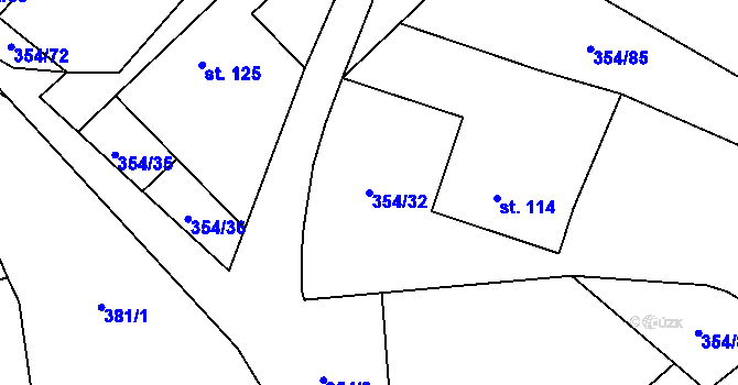 Parcela st. 354/32 v KÚ Šimanov na Moravě, Katastrální mapa