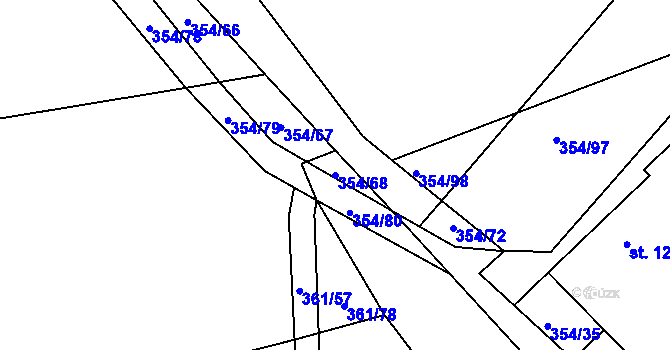 Parcela st. 354/68 v KÚ Šimanov na Moravě, Katastrální mapa