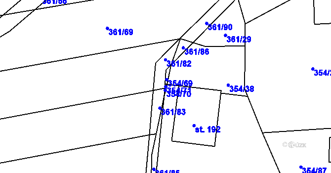 Parcela st. 354/71 v KÚ Šimanov na Moravě, Katastrální mapa