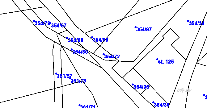 Parcela st. 354/72 v KÚ Šimanov na Moravě, Katastrální mapa