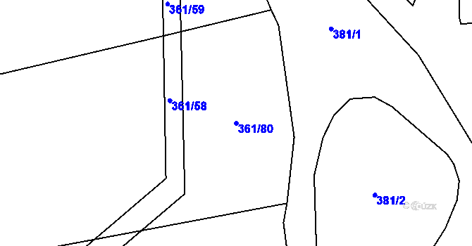 Parcela st. 361/80 v KÚ Šimanov na Moravě, Katastrální mapa