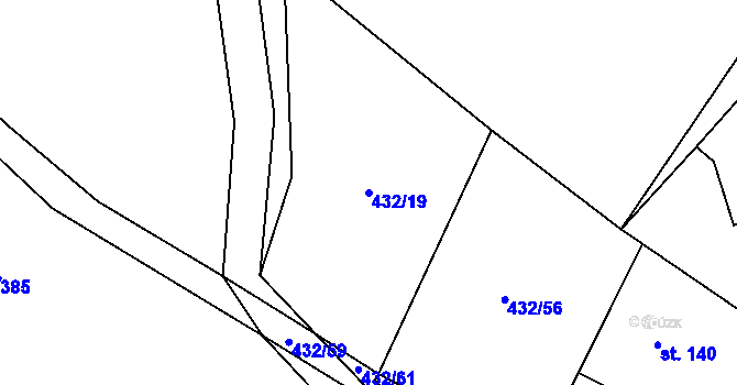 Parcela st. 432/19 v KÚ Šimanov na Moravě, Katastrální mapa