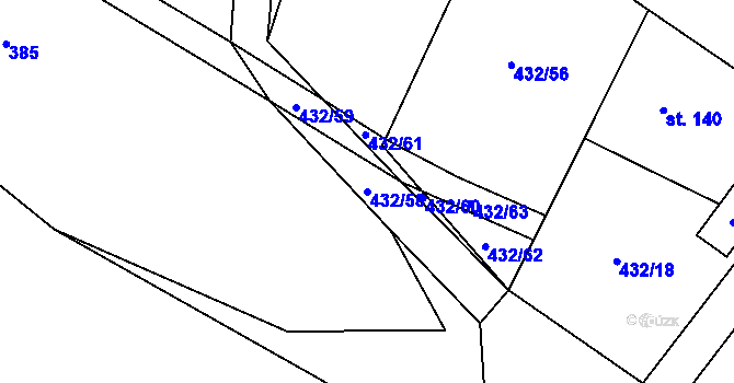 Parcela st. 432/58 v KÚ Šimanov na Moravě, Katastrální mapa