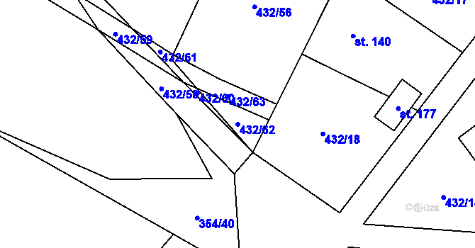 Parcela st. 432/62 v KÚ Šimanov na Moravě, Katastrální mapa