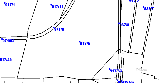 Parcela st. 917/5 v KÚ Šimanov na Moravě, Katastrální mapa