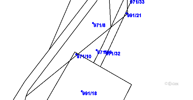 Parcela st. 971/30 v KÚ Šimanov na Moravě, Katastrální mapa