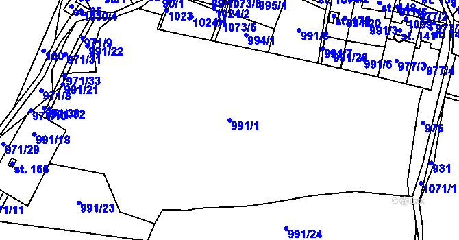 Parcela st. 991/1 v KÚ Šimanov na Moravě, Katastrální mapa