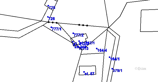 Parcela st. 212/1 v KÚ Šimanov na Moravě, Katastrální mapa