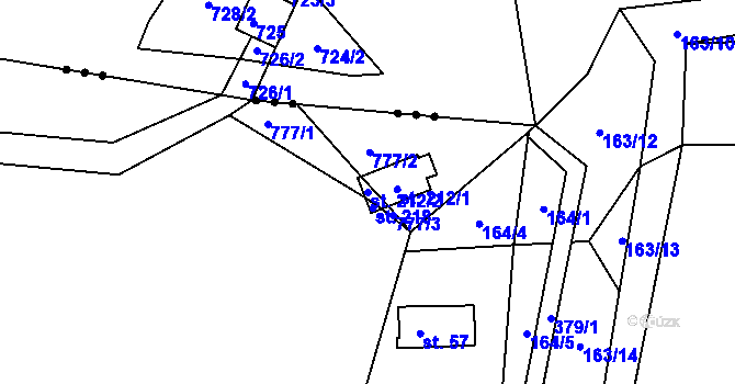 Parcela st. 212/2 v KÚ Šimanov na Moravě, Katastrální mapa