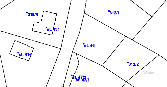 Parcela st. 46 v KÚ Minkovice, Katastrální mapa