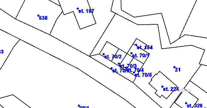 Parcela st. 70/2 v KÚ Minkovice, Katastrální mapa