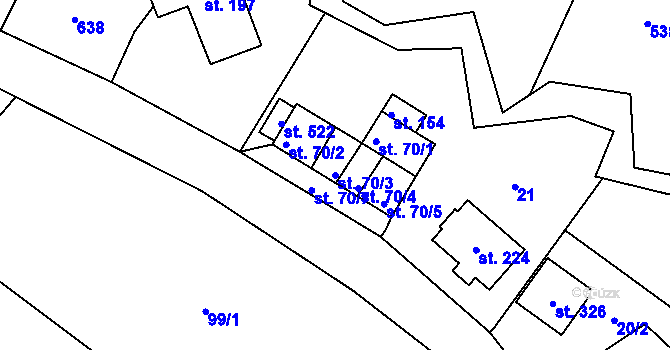 Parcela st. 70/3 v KÚ Minkovice, Katastrální mapa
