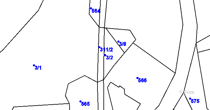 Parcela st. 3/2 v KÚ Minkovice, Katastrální mapa