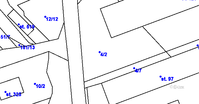 Parcela st. 4/2 v KÚ Minkovice, Katastrální mapa