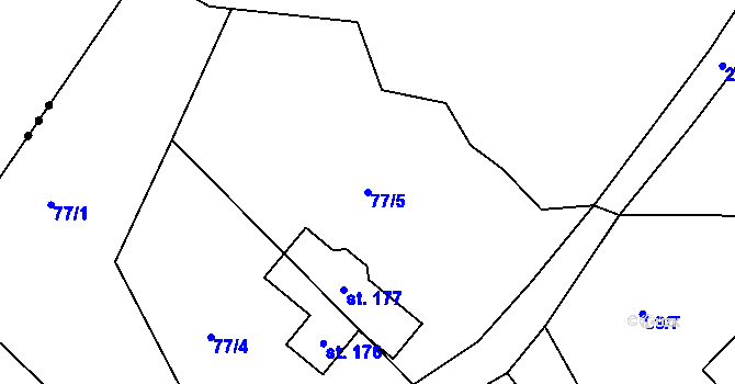 Parcela st. 77/5 v KÚ Minkovice, Katastrální mapa