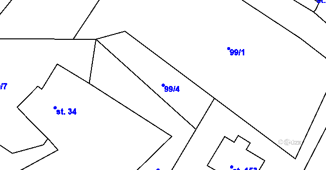 Parcela st. 99/4 v KÚ Minkovice, Katastrální mapa