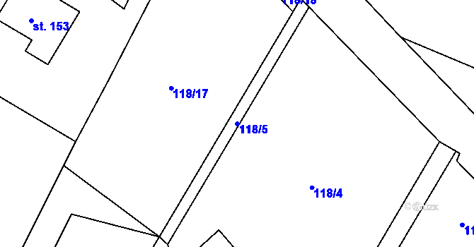 Parcela st. 118/5 v KÚ Minkovice, Katastrální mapa