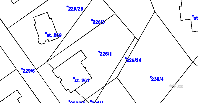 Parcela st. 226/1 v KÚ Minkovice, Katastrální mapa