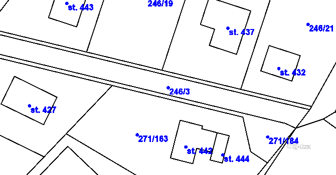 Parcela st. 246/3 v KÚ Minkovice, Katastrální mapa