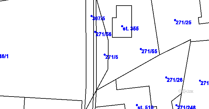 Parcela st. 271/5 v KÚ Minkovice, Katastrální mapa