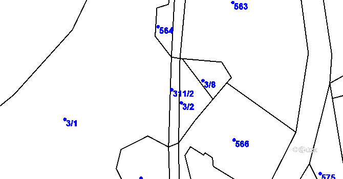 Parcela st. 311/2 v KÚ Minkovice, Katastrální mapa