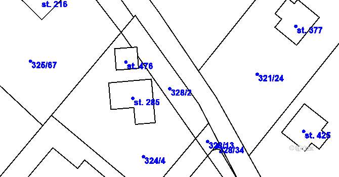 Parcela st. 328/2 v KÚ Minkovice, Katastrální mapa