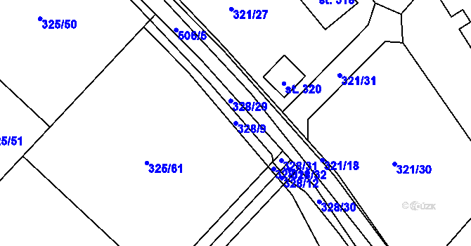 Parcela st. 328/9 v KÚ Minkovice, Katastrální mapa