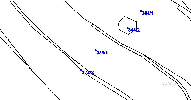 Parcela st. 374/1 v KÚ Minkovice, Katastrální mapa