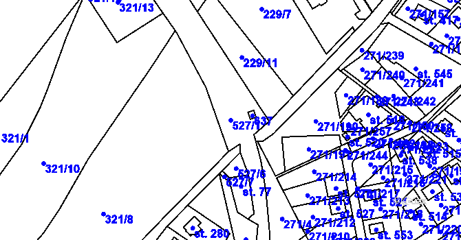 Parcela st. 527/1 v KÚ Minkovice, Katastrální mapa
