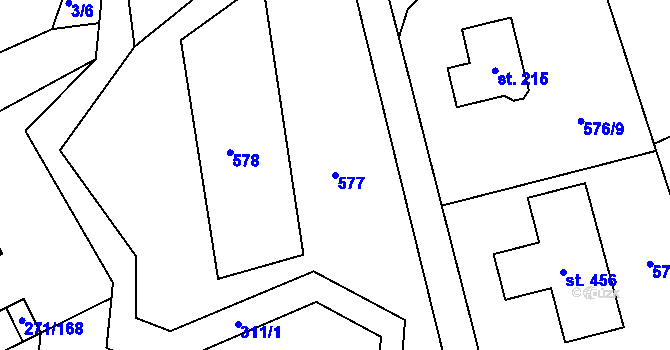 Parcela st. 577 v KÚ Minkovice, Katastrální mapa