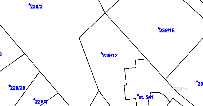 Parcela st. 239/12 v KÚ Minkovice, Katastrální mapa