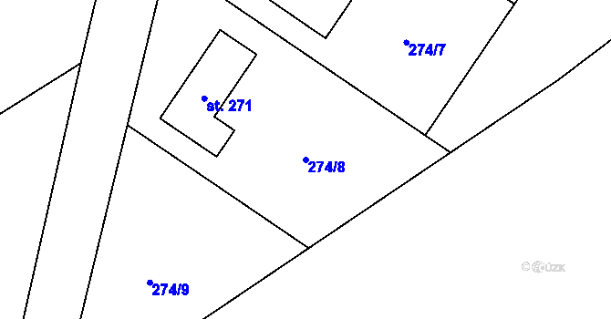 Parcela st. 274/8 v KÚ Minkovice, Katastrální mapa
