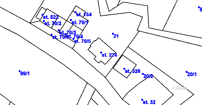 Parcela st. 224 v KÚ Minkovice, Katastrální mapa