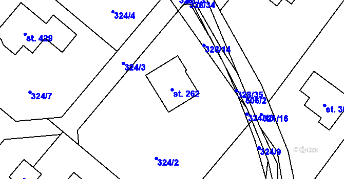 Parcela st. 262 v KÚ Minkovice, Katastrální mapa