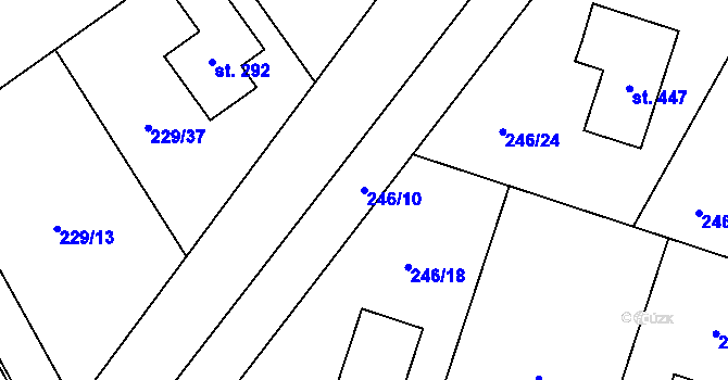 Parcela st. 246/10 v KÚ Minkovice, Katastrální mapa