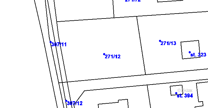 Parcela st. 271/12 v KÚ Minkovice, Katastrální mapa