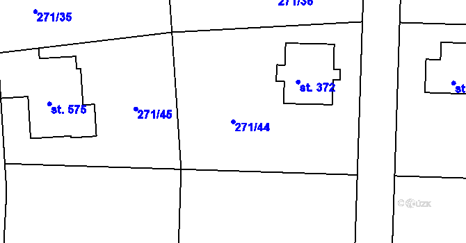 Parcela st. 271/44 v KÚ Minkovice, Katastrální mapa