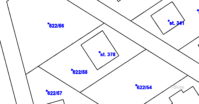 Parcela st. 378 v KÚ Minkovice, Katastrální mapa