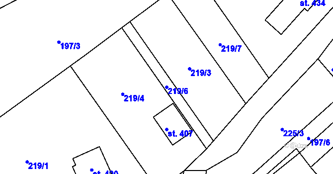 Parcela st. 219/6 v KÚ Minkovice, Katastrální mapa