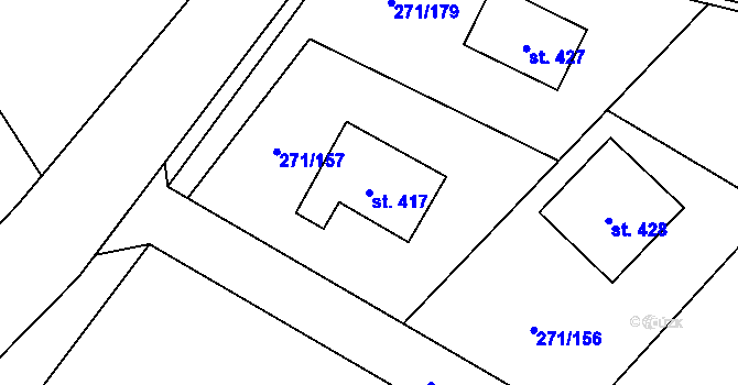 Parcela st. 417 v KÚ Minkovice, Katastrální mapa